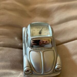 Silver Car VW Beetle Bug Desk Clock